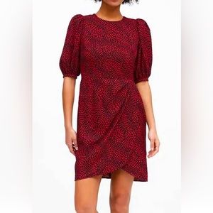 Elegant Red Puff Sleeve Dress